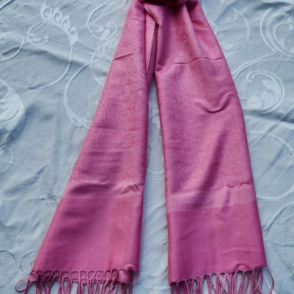 Hot Pink Pashmina Shawl, Headwrap/Fringed Pashmina Shawl/Hot Pink Head Wrap